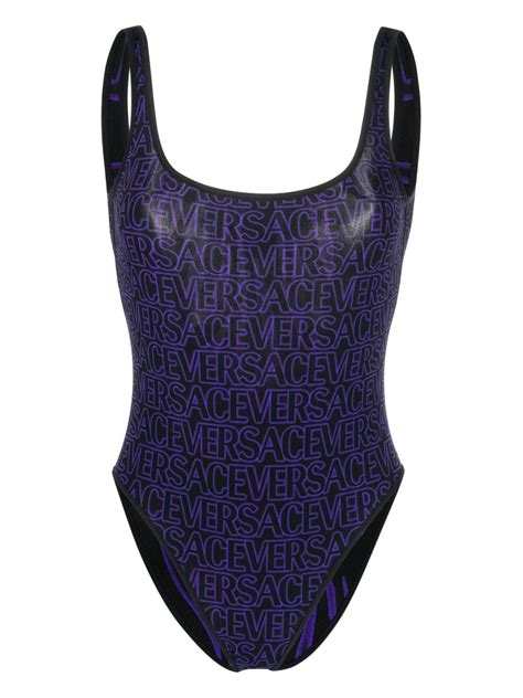 versace black and purple square logo beach dress|versace swimsuits for women.